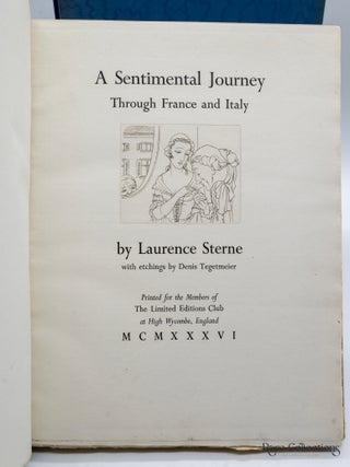 A Sentimental Journey through France and Italy (Signed by Book Designer Eric Gill and Illustrator Denis Tegetmeier)