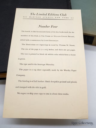 The Poems of William Cullen Bryant (Signed by Thomas W. Nason)