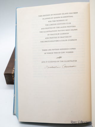 Penguin Island (Signed by the Illustrator Malcolm Cameron) Monthly letter and Shipping note laid in