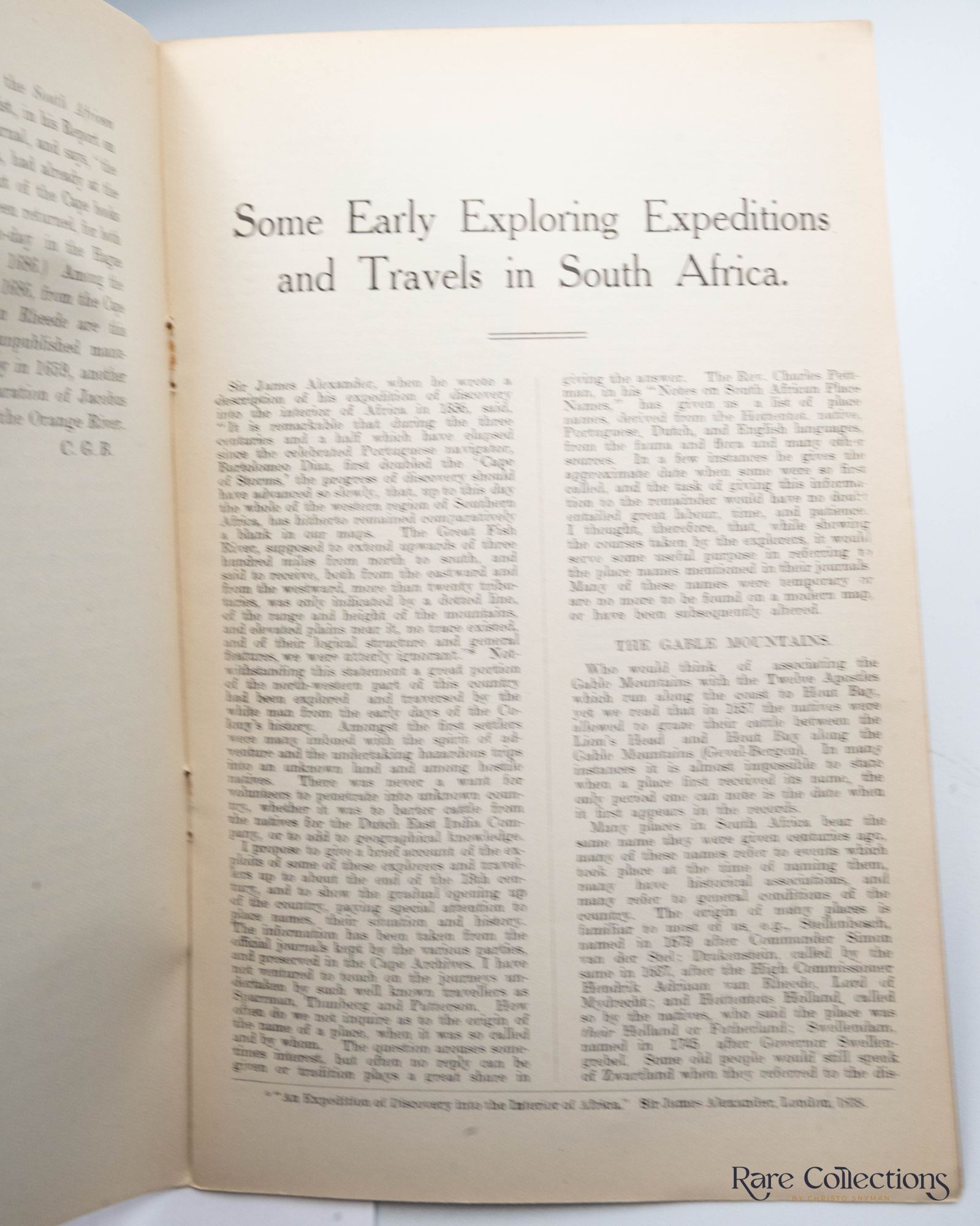 Some Early Exploring Expeditions and Travels in South Africa A Lecture ...