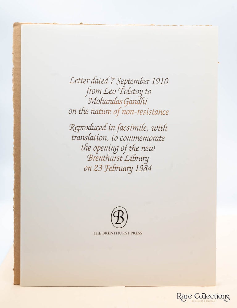 Item #31120 Letter dated 7 September 1910 from Leo Tolstoy to Mohandas Gandhi on the Nature of Non-Resistance