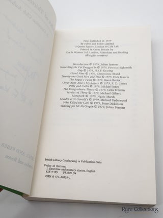 Verdict of Thirteen: A Detection Club Anthology (Uncorrected Proof Signed by 5 authors)