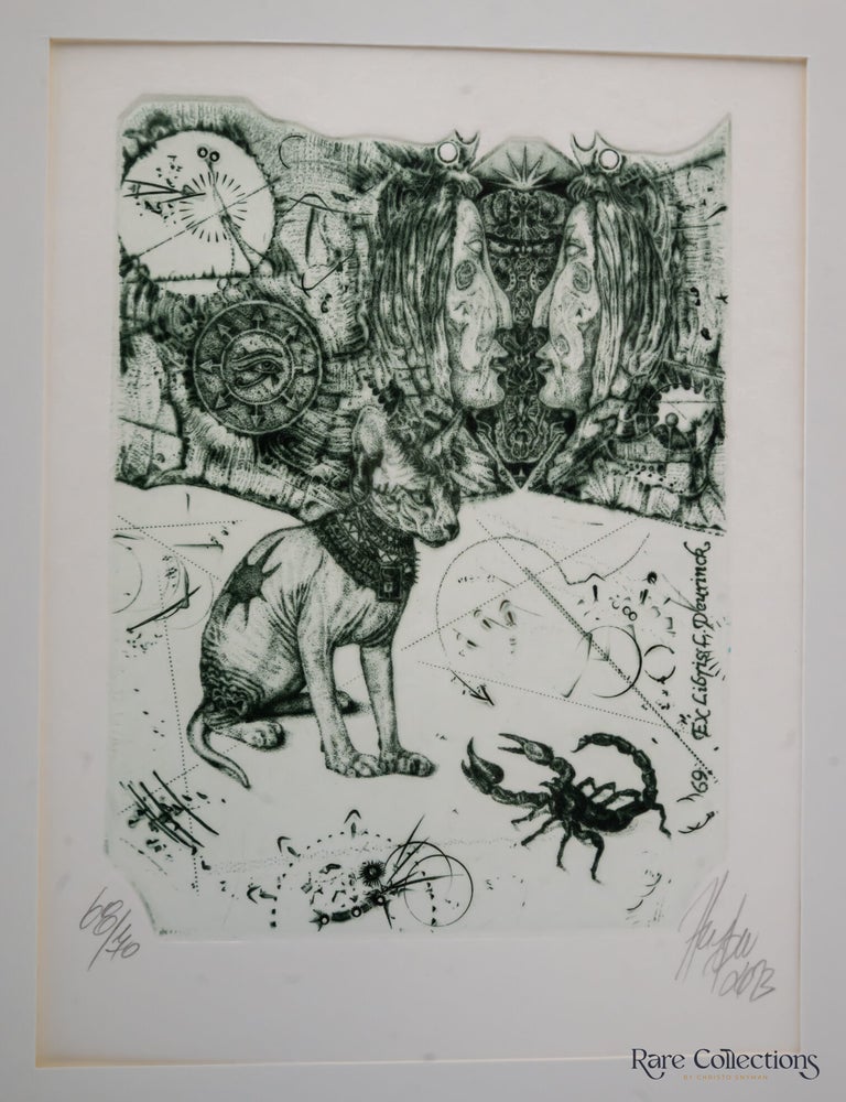 Item #31732 Ex-libris - Lodewijk Deurinck "Guardians of the Sphinx". G&uuml;nter Hujber.
