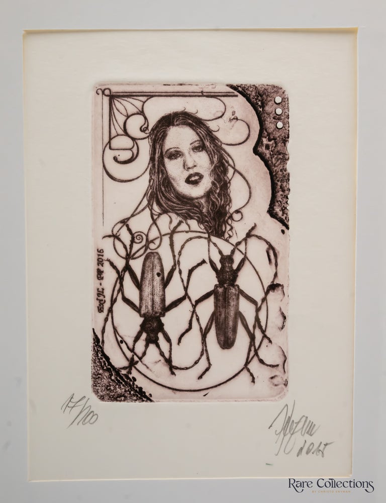 Item #31741 Ex-libris - Hrabec Jaroslav "Girl with a horse". G&uuml;nter Hujber.