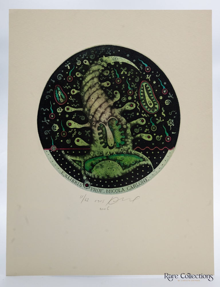 Item #31844 Ex-Libris - Nicola Carlone "Microbiologist 3 (Bacteria)". Juri Jakovenko.