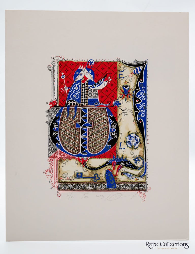 Item #32043 Ex-Libris - Jos van Waterschoot "King with Guardian Angel". Juri Jakovenko.
