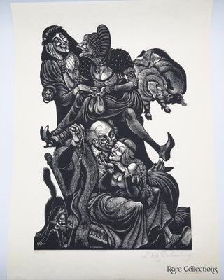 Item #7912 The Follies of Old Age (Signed Numbered - from in Praise of Folly). Fritz Eichenberg
