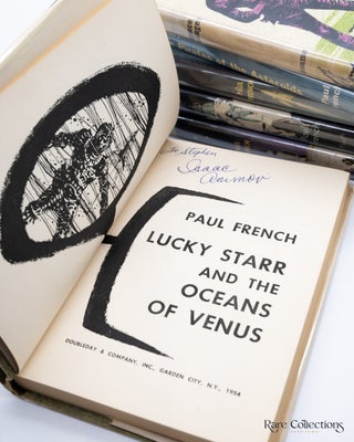 David Starr Space Ranger, Lucky Starr and the Pirates of the Asteroids, Lucky Starr and the Oceans of Venus, Lucky Starr and the Big Sun of Mercury, Lucky Starr and the Moons of Jupiter, Lucky Starr and the Rings of Saturn (Very Rare Complete Set - Signed by Author)