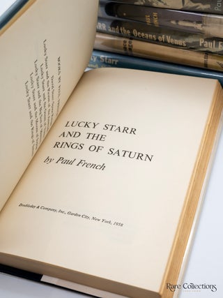 David Starr Space Ranger, Lucky Starr and the Pirates of the Asteroids, Lucky Starr and the Oceans of Venus, Lucky Starr and the Big Sun of Mercury, Lucky Starr and the Moons of Jupiter, Lucky Starr and the Rings of Saturn (Very Rare Complete Set - Signed by Author)