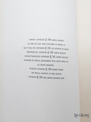 Nohow on - Signed by Samuel Beckett and by Robert Ryman